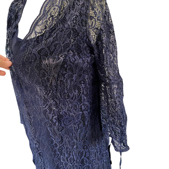 Roaman’s 2pc Navy Dress & Lace Cover Jacket 14W - Picture 8 of 14